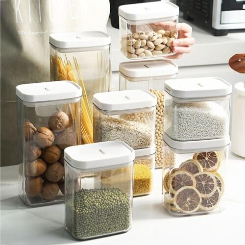 Food Preservation Box Plastic Sealed Storage Containers Kitchen Organizers Transparent Grain Milk Powder Tank Home Accessories