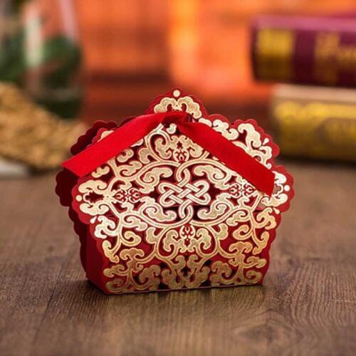 Candy box 50 pcs/lot Wedding candy box Laser Gift bag Cutting creative hollow carved wedding gift box Chinese wedding exquisite