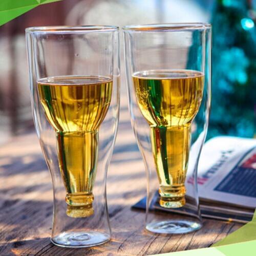 Creative beer double wall Glass Cup Crystal drinking glass Cup,high quality new fashionable lead free handmade blown beer glass