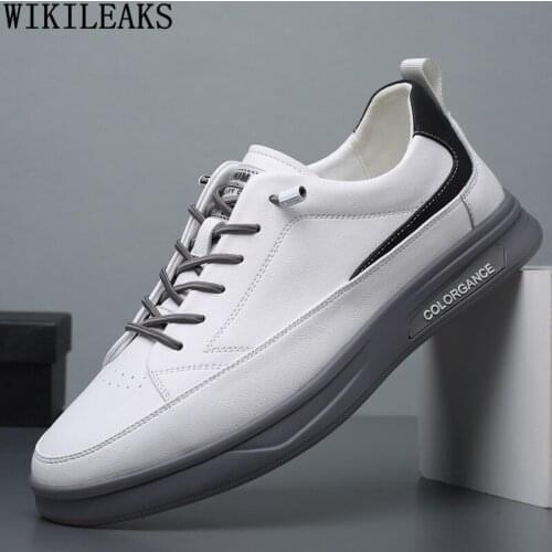 Leather Casual Shoes Man Slip on Shoes Men Platform White Mens Shoes Casual Men Sneakers Luxury Brand Zapatos De Hombre Scarpe