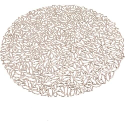 Circular Hollow Pvc Texture Western Placemat Waterproof Non-Slip Table Mat Insulation Pad Kitchen Table Decoration