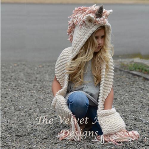 Fashion 3-10 Years Girls Unicorn Scarf Handmade Kid Winter Hat Wrap Unicorn Caps Cute Autumn Warm Children Wool Knitted Scarves