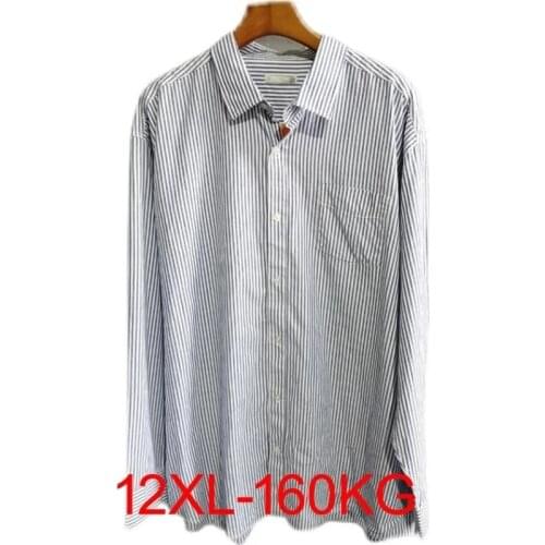 Autumn High Quality striped Shirt Men Long Sleeve Formal Plus Size stage dress shirt oversize 7XL 9XL 10XL 11XL 12XL shirt