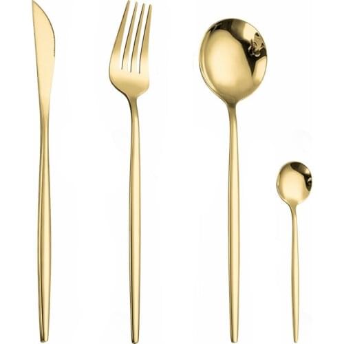 Golden Cutlery Set Stainless Steel Cutlery Set Black Gold Tableware Dinnerware Set Forks Knives Spoons Kitchen Dropshipping