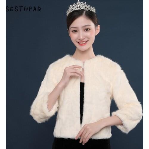 New Arrival colorful Faux Fur Jacket Wrap Shrug Bolero Coat Wrap Shawl Cape champagne Wedding Shawl Bridal Accessories In Stock