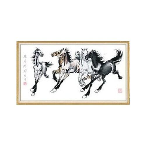 Embroidery Package Free Shipping 5 Running Steed Courser Horse Animal Cross Stitch Kits Top grade New Luxurious Classical