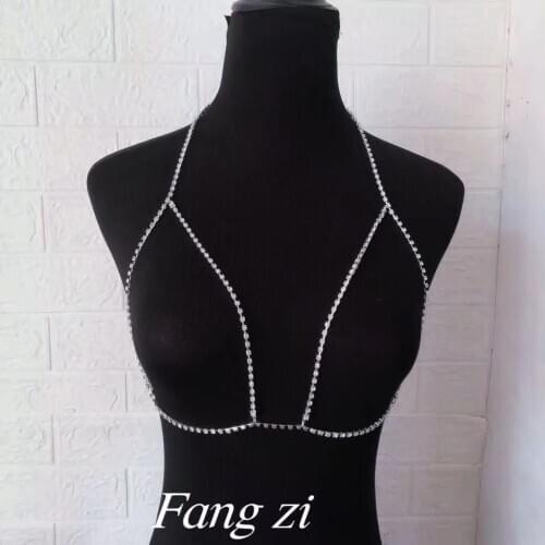 Sexy women Rhinestone underwear chest chain shining crystal body bra chain beach bikini fashion jewelry accessories gift