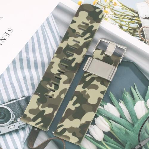 Width Soft Water Resistant Silicone Strap Camouflage Green 22MM Watch Strap Practical Spring Bar Watches Band with Pin Buckle