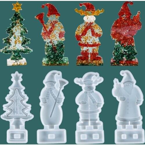 1 pcs Christmas Silicone Ornaments Make Mold Santa Claus Xmas Deer Elk Christmas Tree DIY Decorations Mold