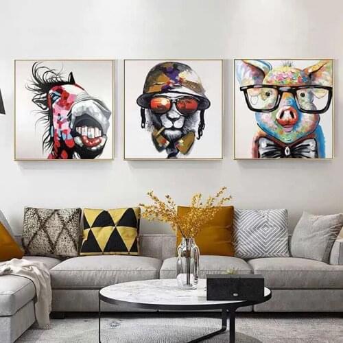 Modern Art Watercolor Animal Pig Dog Hand Painted Poster Canvas Painting Wall Picture Nordic Home Room Decoration