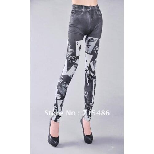 ML7519 Stylish Women Sexy Leggings and Jeggings Seamless Stylish Ladys Sexy Legging Jean Look High Waist Leggings