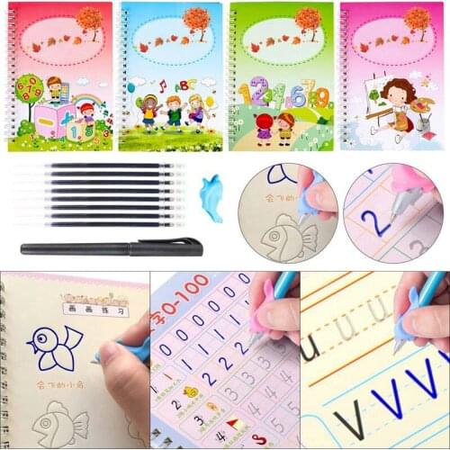 1set Magic Writing Paste Childrens Kindergarten Groove Textbook Writing Board Multi-style Writing Calligraphy Practice Book