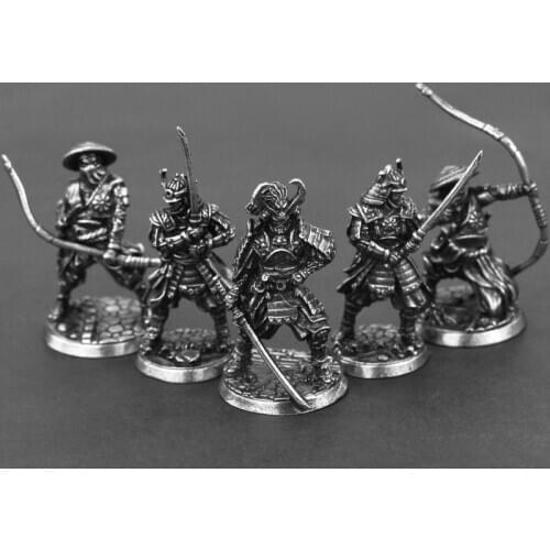 Japanese shogunate warrior white copper metal toy model finished tabletop ornament handmade Boy Gift