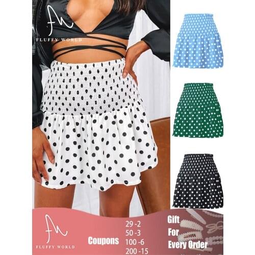 Summer Women Fashion Dot Print Skirts Party High Waist Wrap Split Mini Skirts Casual Ladies Streetwear Slim Bottoms FLUFFY WORLD