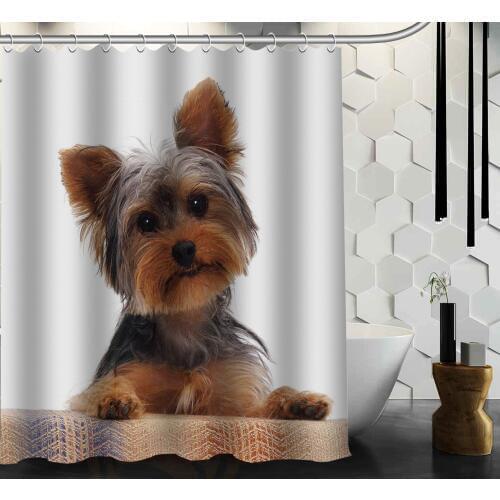 Best Nice Custom Yorkshire Terrier Dogs Shower Curtain Bath Curtain Waterproof Fabric For Bathroom MORE SIZE 165X180cm,180X200cm