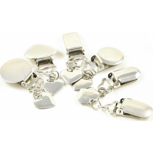 Pacifier Clips Metal Suspender Holder With Plastic Insert for Craft Jeans Bags Belts Pants Garment Decoration Diy 15mm 30pcs