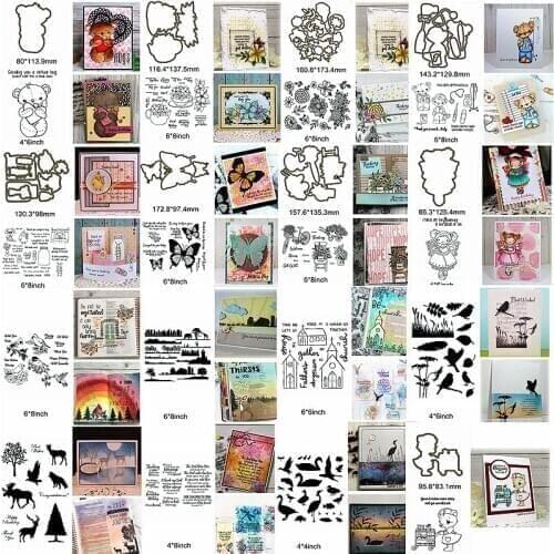 Animals Butterfly Bear Flower Letter Sentece Bird House Metal Cutting Dies Match Clear Silicone Stamps Decorate Cards New Craft