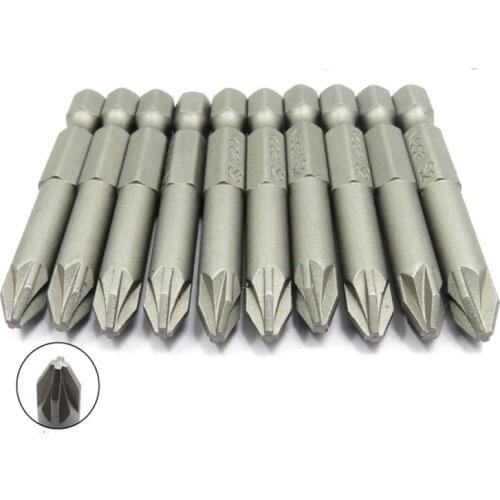 10Pcs 50mm PZ1 PZ2 PZ3 Screwdriver Bits Set Hex Magnetic Power Tool