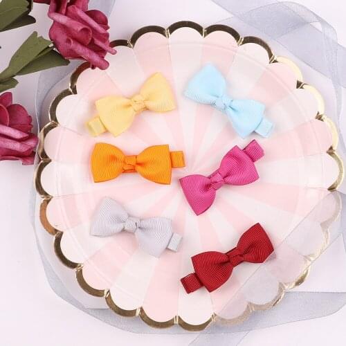 10pcs/lot Fashion Handmade Bows Toddler Bangs Hairpin Solid Color Grosgrain Ribbon Bowknot Baby Hair Clip Kids Photography Props