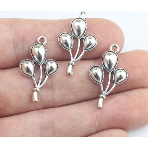 10Pieces 15*25mm Antique Silver Color Alloy Cute Balloon Charms Necklace Earring Pendant Accessory Charms For DIY Jewelry Making