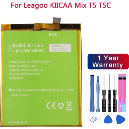100% Original BT-565/BT-566 3000mAh Battery For Leagoo KIICAA Mix T5 T5C BT565/BT566 Mobile Smart Phone Parts Batterie batteries