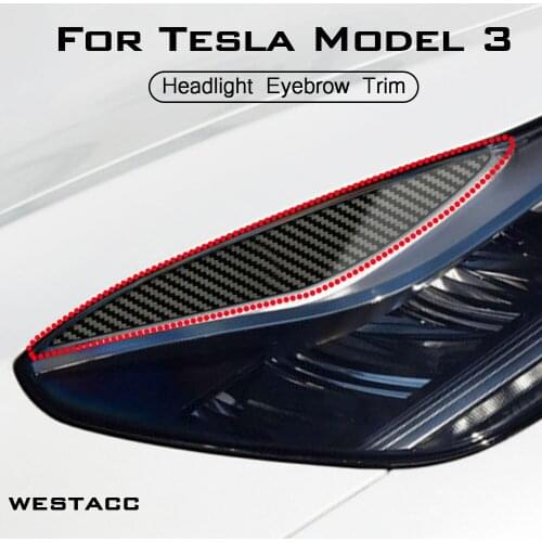 2Pcs Car Headlight Headlamp Front Lamp Eyebrow Sticker Eyelid Decoration Trim for Tesla Model 3 2016 - 2021 Styling Accessories