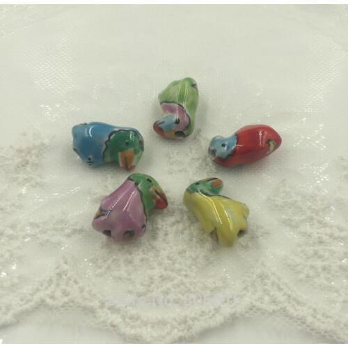 21MM " Parrot " 25Pcs Handmade China Ceramic Porcelain Bead Pendants Jewelry Beads Findings Accessories