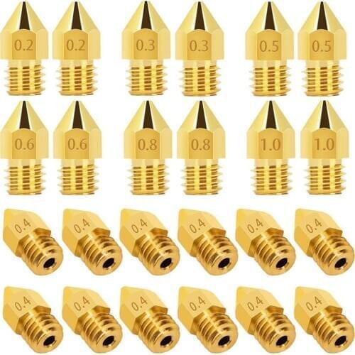 24pcs Brass Nozzles 3D Printer Accessories Mk8 Pointed Brass Nozzle Surface Lettering Printing Accessories