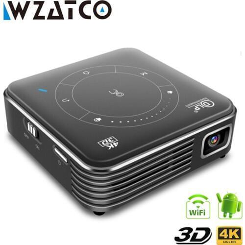 WZATCO T11 DLP 3D Projector Pocket Mini HD Android 9.0 For Full 1080P MAX 4K WIFI Mobile Beamer LED Smart Home Theater Projector