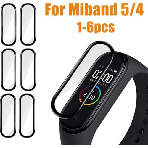 3D Glass Film For Xiaomi 5/4 Band5 MiBand4 Protective Cover Wristband HD Soft Miband Case Smart Accessories 1-6pcs