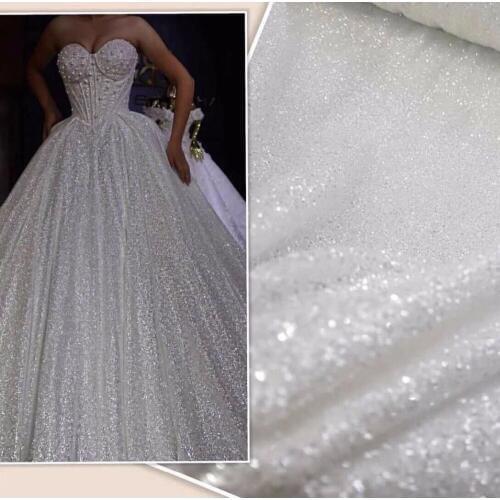 5yards shining glued print glitter ZH-81140 sparkle net tulle mesh lace for fashion dress