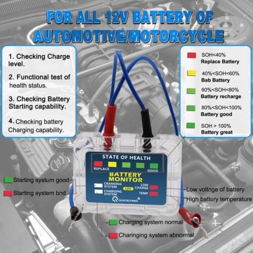 Acheheng Vehicle Battery Monitory Quicklynks BM5 Works for 12V car start lead acid battery Working voltage: 6V - 25V