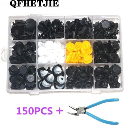 Auto Door Panel Bumper Cover Fender Auto Plastic Fastener Boxed Kit 150PCS and Tools Auto Fastener Clip Set