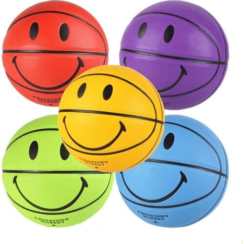 Smiley Basketball Ball Smiling Face Street Basket Ball Size 5/7 Professional Match Training Basketball Multicolor Gift for Boys