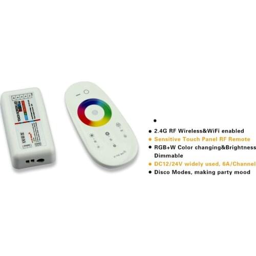 Free Shipping High Quality 10piece/lot DC 12V-24V 2.4G Touch Screen LED RGBW Controller +RF Remote Control for led strips
