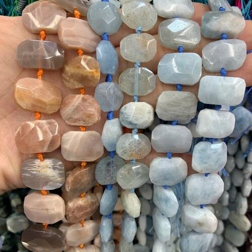 Natural Sunstone Aquamarine Stone Beads 15'' Irregular DIY Loose Beads For Jewelry Making Women Beads Necklace Bracelet Gift