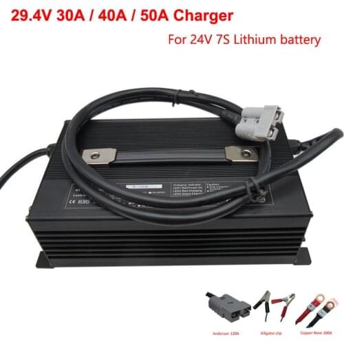 1500W 7S 24V 40A lithium Charger 29.4V 35A li-ion battery charger Input 100-120V Or 220-240V For 24 V golf cart battery pack