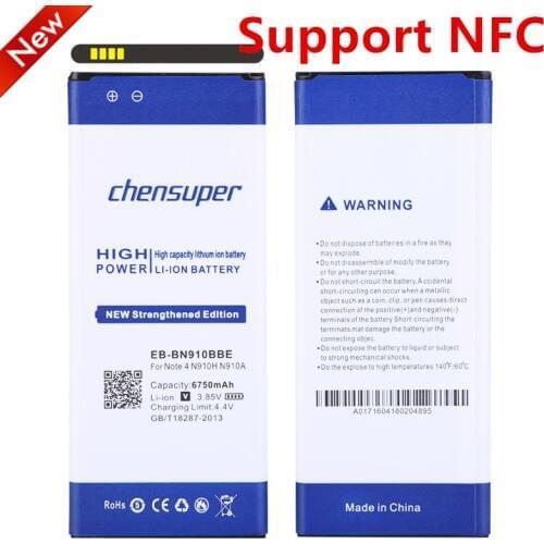Chensuper suppor NFC EB-BN910BBE 3.85V Li-ion For Samsung galaxy Note 4 NFC battery N910A / N910U / N910F / N910H 2017 6750mAh