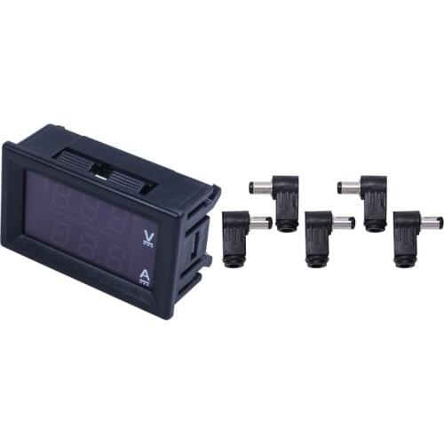 DC0-100V 10A LED DC Dual Display Digital Voltage Current Meter Head with Fine Tuning with DC In-Line Plug 2.1mm 5Pcs