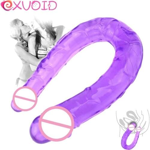 EXVOID Long Penis Realistic Dildo Female Masturbator Double Head Sex Toys for Woman Lesbian Prostate G-spot Massager No Vibrator