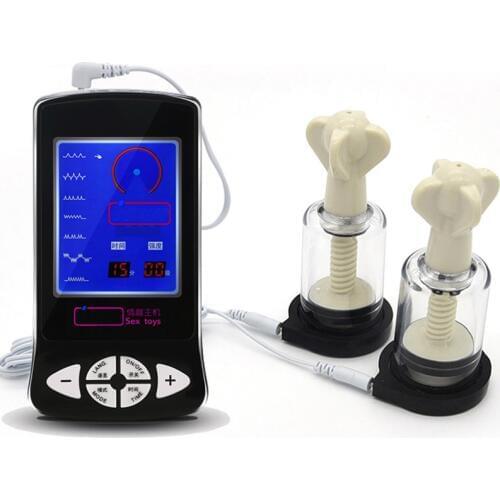 Electro Shock Breast Enlargement Vibrator Electric Shock Nipple Sucker Clamps Body Massager Adult Masturbator Sex Toys For Woman