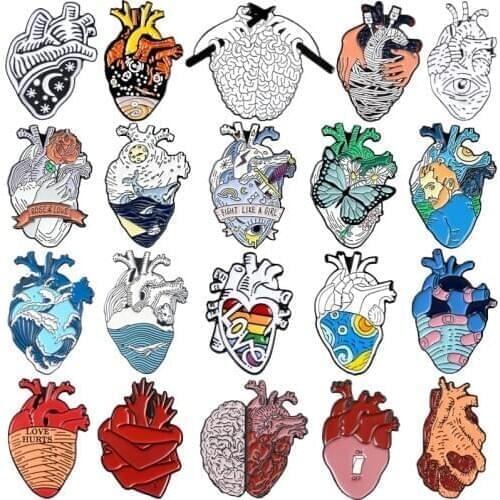 Cartoon Fun Heart Modeling Enamel Brooch Ocean Whale Spray Flower Butterfly Love Eyes Drawing Switch Alloy Badge Pin Jewelry