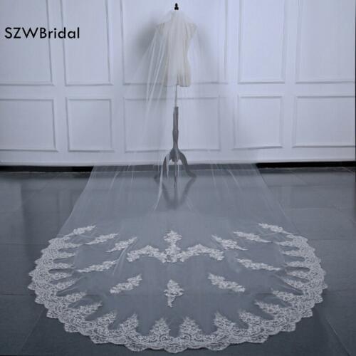 Fashion brautschleie One Layer Lace Wedding veil with comb 2021 Bridal Veil Velo de novia Wedding accessories velos de novia