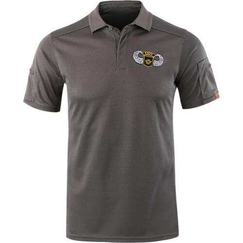 Male Summer Short Sleeve Lapel Military Tactical T-Shirt Tops Mens Outdoor Hiking Cycling Climbing Breathable Quick Dry T Shirt