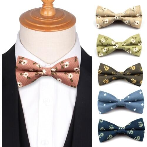 Flower Print Bow tie For Men Women Groom Bow Ties For Wedding Floral Casual Boys Bowtie Cravat British Style Vintage Bowties