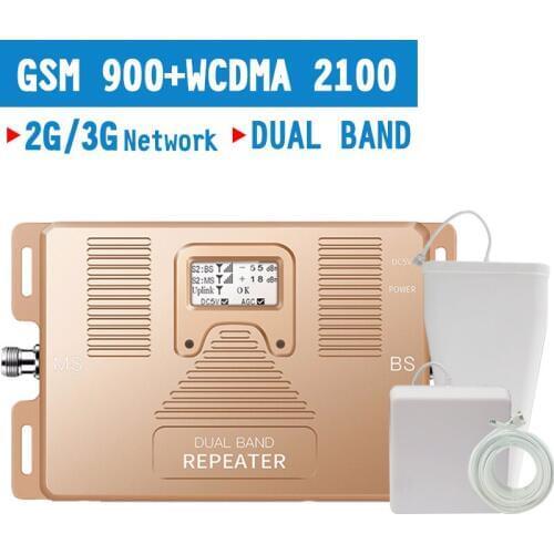 Intelligent LCD Displays GSM 900 3G WCDMA Repeater 3G 2100mhz Mobile Signal Booster 70dB Band 1 UMTS Dual Band Repetidor Celular