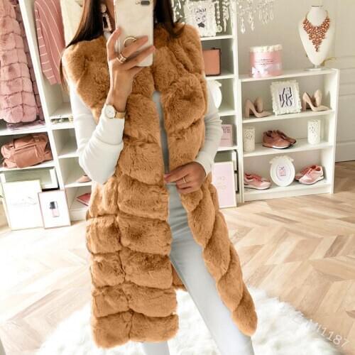 Lanxirui Winter Hot New Imitation Rabbit Fur Vest Stitching Korean Faux Fur Coat Long Section Plus Size Pink Grey Women Jacket