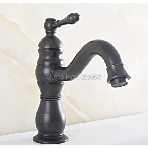 Black Oil Rubbed Brass Sink Faucet Washbasin Faucets Single Lever Cold & Hot Water Mixer Bathroom Taps Deck Mounted Lsf817