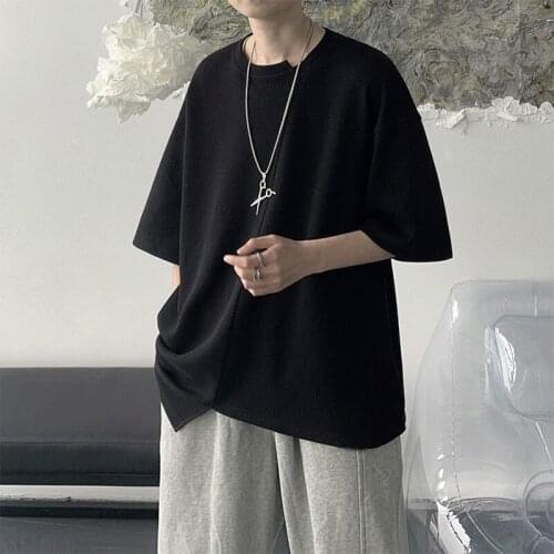 2021Hot Sale Pure Color Simple Five-Sleeve T-Shirt Summer Harajuku Oversized All-match Pullover Clothes Hip Hop Funny Streetwear