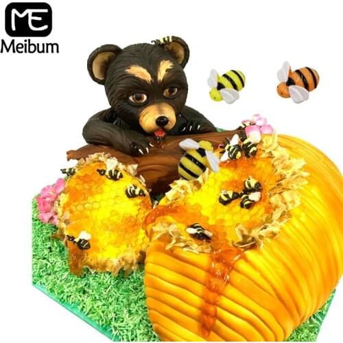 Meibum Honeycomb Mold Fondant Tools Bees Silicone Mold Cake Decorating Supplies Cupcakes Sugarcraft Paste Clay Pan Baking Tool